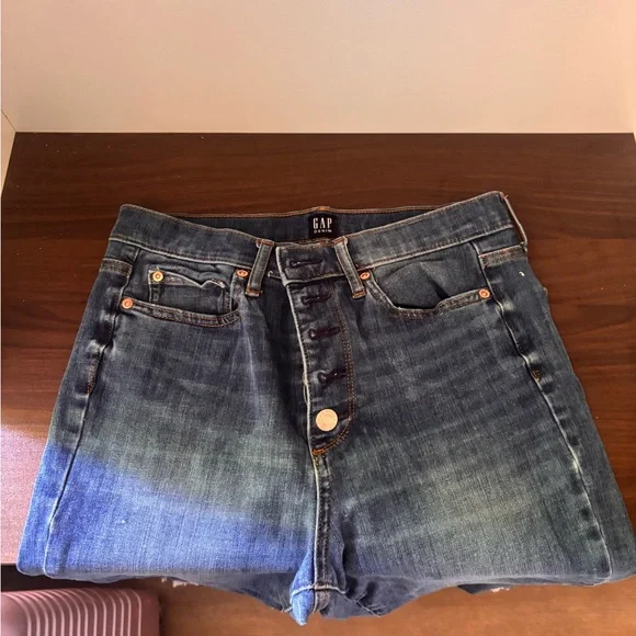 GAP Women's High-Rise Dark Blue Button-Fly Jeans - Picture 5 of 9